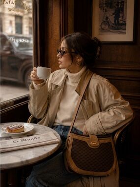 Vintage Gucci Monogram Crossbody Bag | Brown Canvas & Camel Adjustable Strap